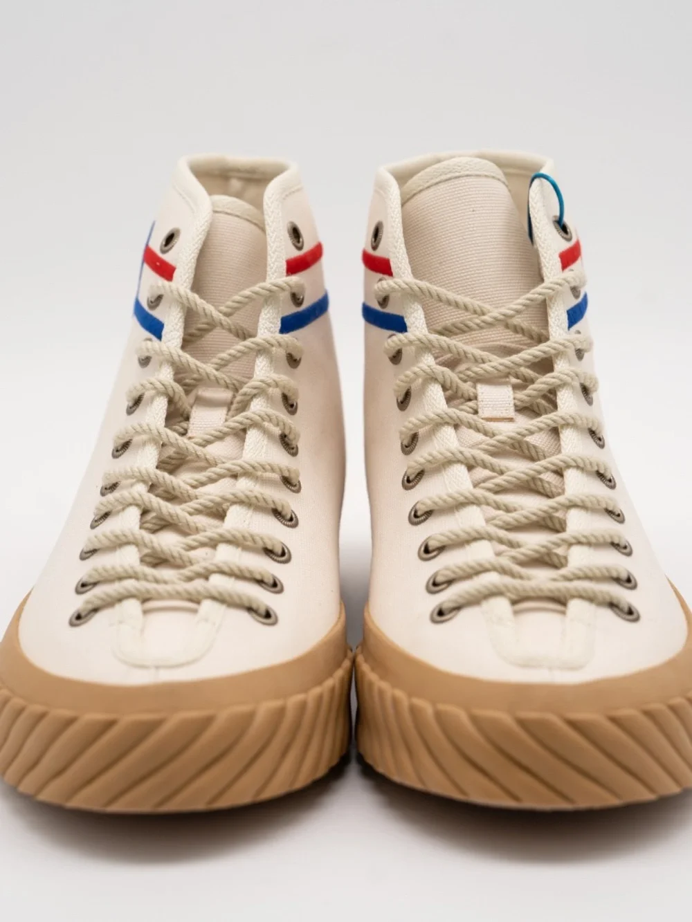 Gucci White Canvas Sneakers High Top GG Interlocking Blue Red size 7G 7.5 US